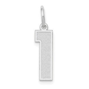 14k White Gold, Jersey Collection, Medium Number 1 Pendant